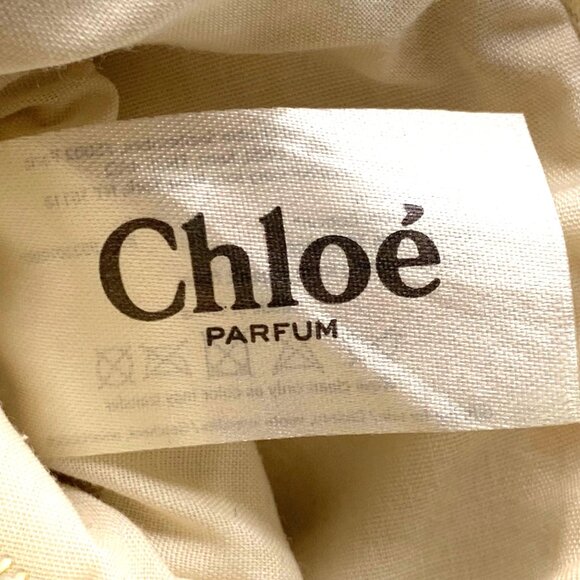 Chloé Parfum Canvas Coin Purse Makeup Case Gold Charm Red Stitching Chic Travel - Picture 12 of 12